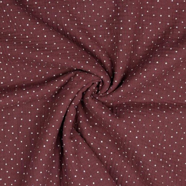 Muslin small dots - dark burgundy