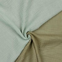 Double-sided muslin organic - nile blue/taupe