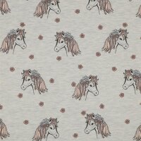 Cotton jersey glitter horses - cream