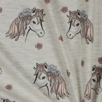 Cotton jersey glitter horses - cream