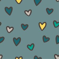 Cotton jersey hearts - antique mint